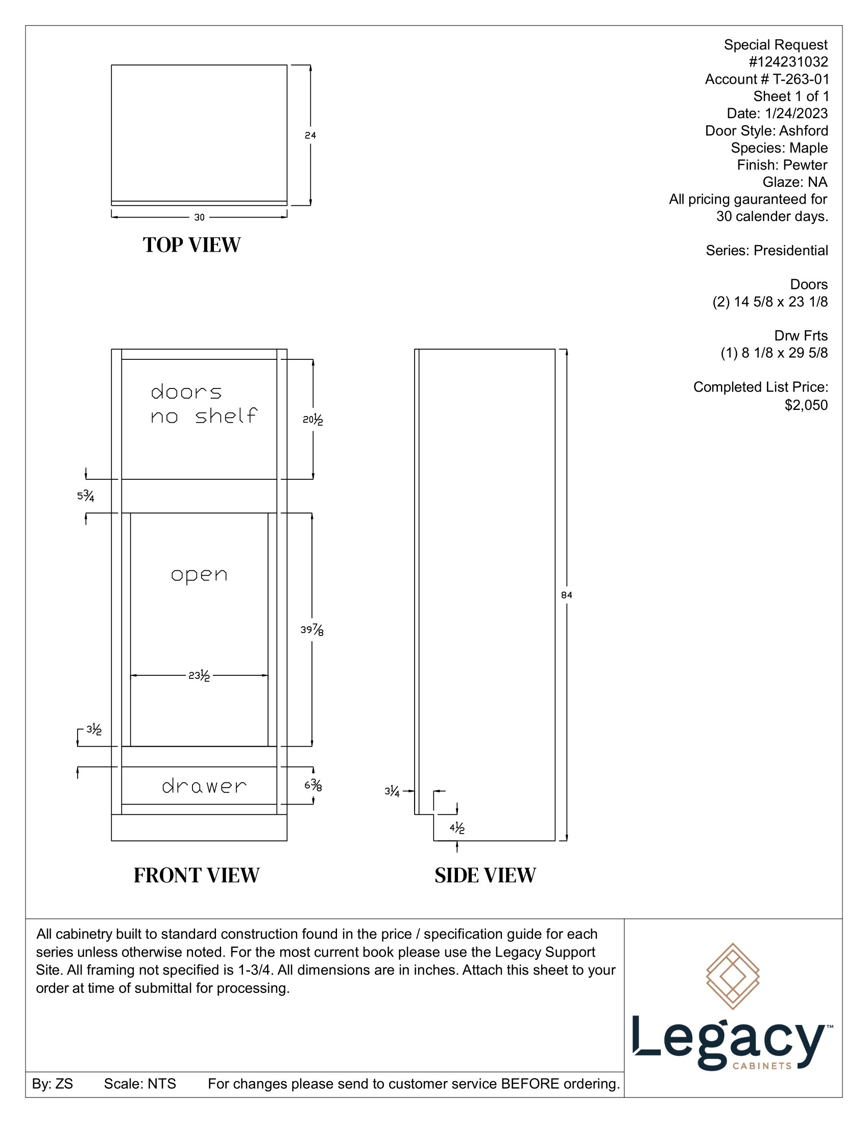 Custom Drawing Tall Library - Legacy Cabinets | Legacy Cabinets